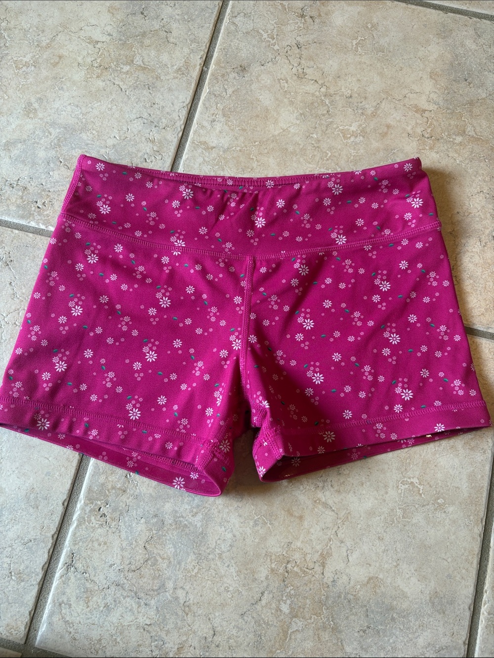 Floral High-Rise Bike Shorts in Magenta